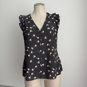 Rebecca Taylor Floral Silk Ruffle Top - Size 6